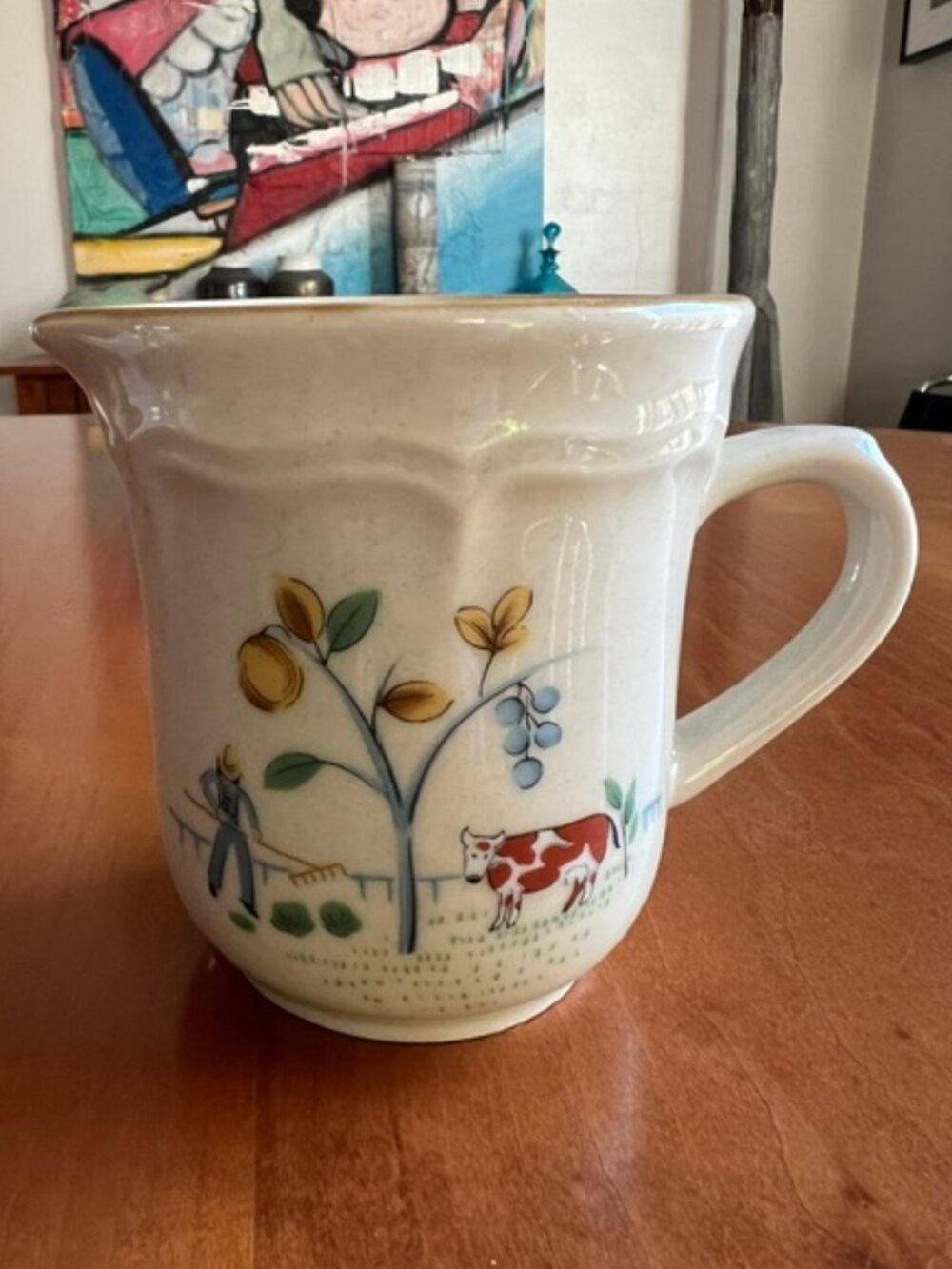 VTG International Tableworks "Heartland" Pattern Stoneware Creamer Pitcher